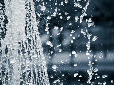 Close up of a crystal clear water drop.